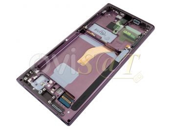 Pantalla Service Pack completa Dynamic AMOLED 2X negra con marco Burdeos "Burgundy" para Samsung Galaxy S22 Ultra 5G, SM-S908